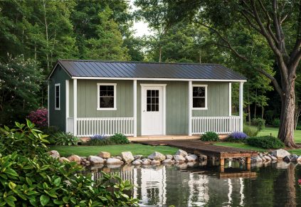 Shed Cabin by a Pond