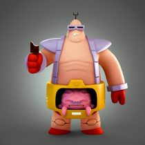 Krang is eating an ice cream treat